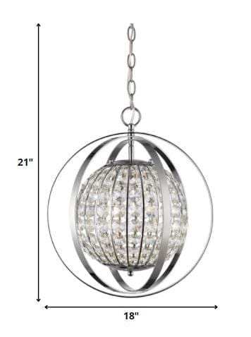 Olivia 1-Light Polished Nickel Crystal Globe Pendant - Homeroots - Flyclothing LLC