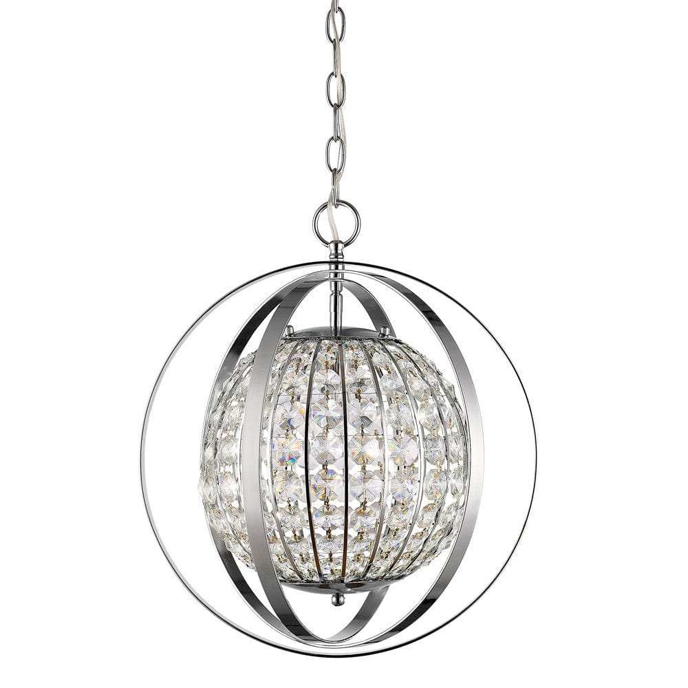 Olivia 1-Light Polished Nickel Crystal Globe Pendant - Homeroots - Flyclothing LLC