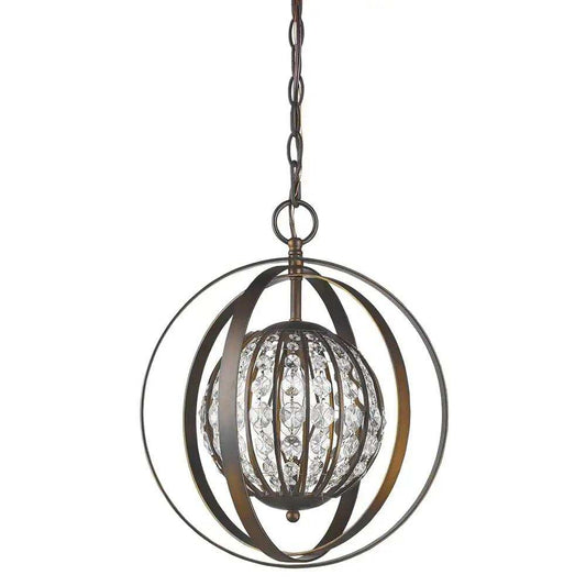 Olivia 1-Light Oil-Rubbed Bronze Crystal Globe Pendant - Homeroots - Flyclothing LLC