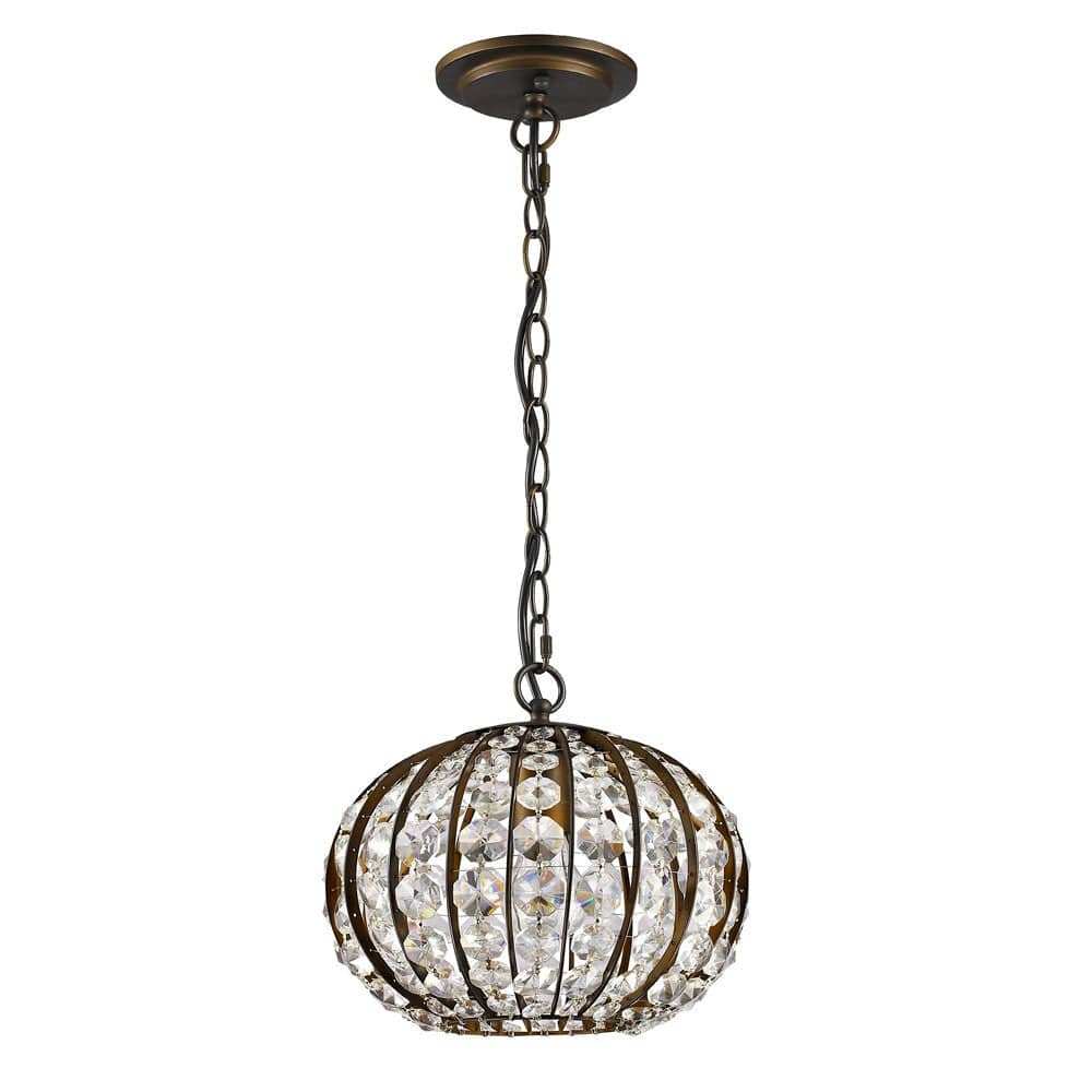Olivia 1-Light Oil-Rubbed Bronze Crystal Globe Pendant - Homeroots - Flyclothing LLC