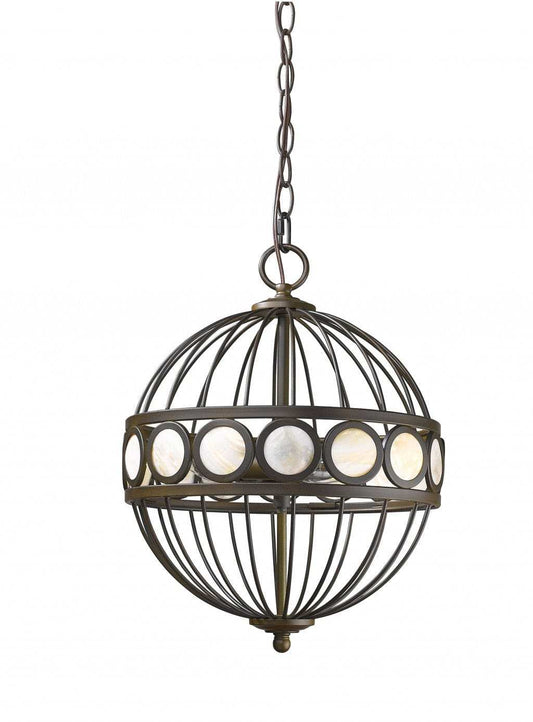 Aria 3-Light Oil-Rubbed Bronze Globe Pendant With Mother Of Pearl Accents - Homeroots - Flyclothing LLC