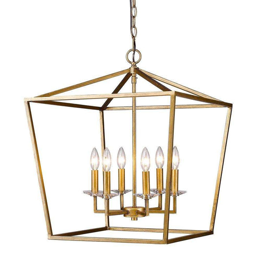 Kennedy 6-Light Antique Gold Foyer Pendant With Crystal Bobeches - Homeroots - Flyclothing LLC
