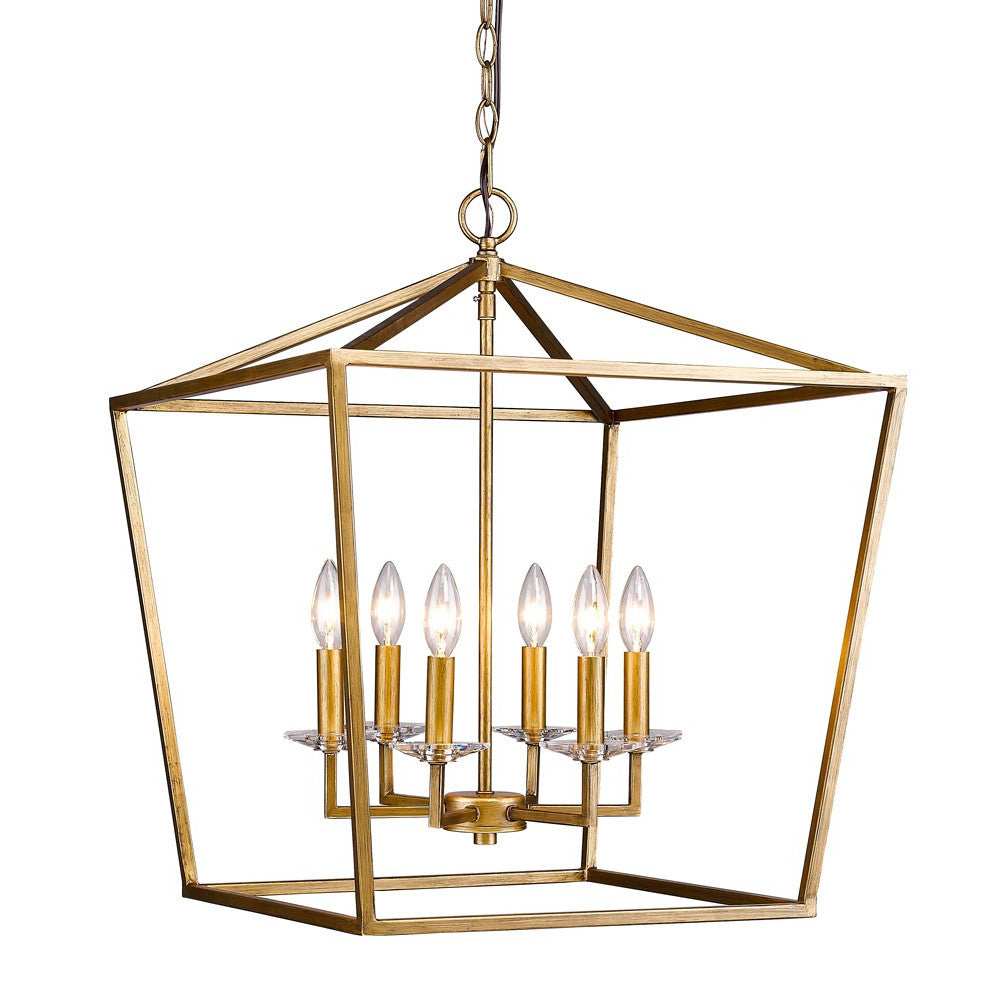 Kennedy 6-Light Antique Gold Foyer Pendant With Crystal Bobeches - Homeroots - Flyclothing LLC