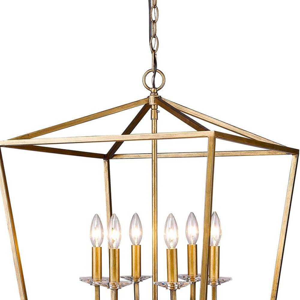 Kennedy 6-Light Antique Gold Foyer Pendant With Crystal Bobeches - Homeroots - Flyclothing LLC