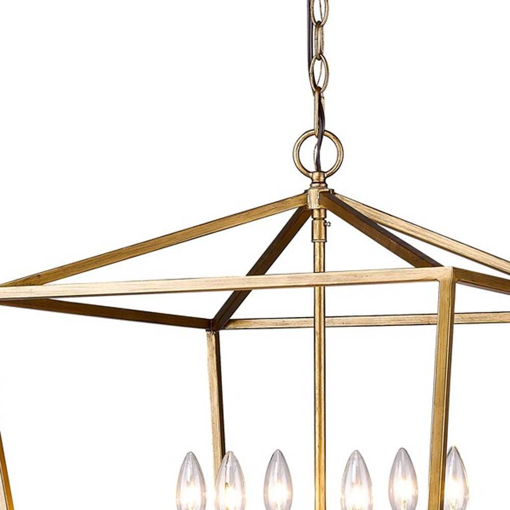 Kennedy 6-Light Antique Gold Foyer Pendant With Crystal Bobeches - Homeroots - Flyclothing LLC
