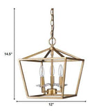 Kennedy 3-Light Antique Gold Pendant With Crystal Bobeches - Homeroots - Flyclothing LLC