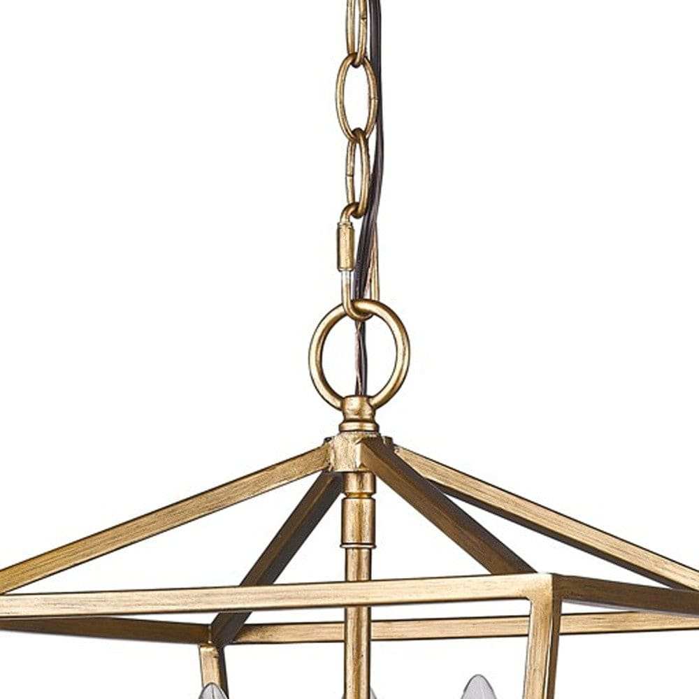 Kennedy 3-Light Antique Gold Pendant With Crystal Bobeches - Homeroots - Flyclothing LLC