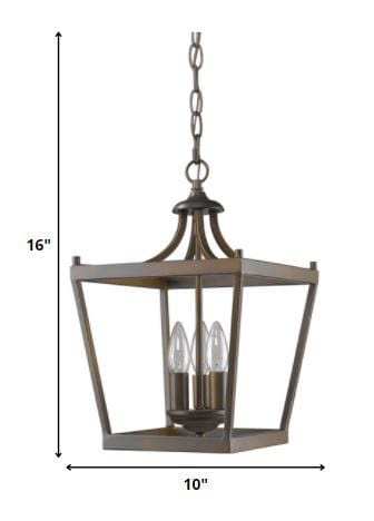 Vintage Brown Metal Tapered Hanging Light - Homeroots - Flyclothing LLC