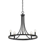 Black Candle Style Five Light Metal Dimmable Chandelier - Homeroots - Flyclothing LLC