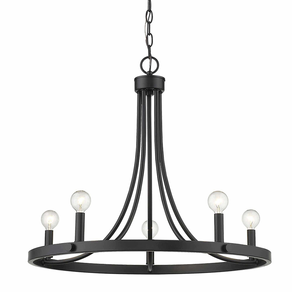 Black Candle Style Five Light Metal Dimmable Chandelier - Homeroots - Flyclothing LLC