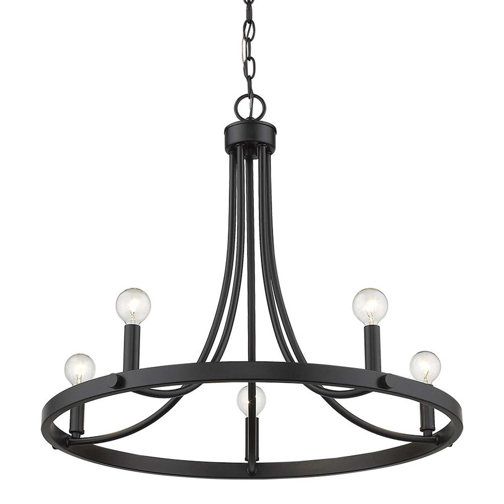 Black Candle Style Five Light Metal Dimmable Chandelier - Homeroots - Flyclothing LLC