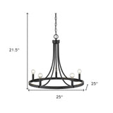 Black Candle Style Five Light Metal Dimmable Chandelier - Homeroots - Flyclothing LLC