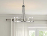 Silver Candle Style Five Light Metal Dimmable Chandelier - Homeroots - Flyclothing LLC
