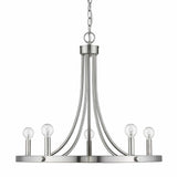 Silver Candle Style Five Light Metal Dimmable Chandelier - Homeroots - Flyclothing LLC