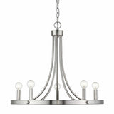 Silver Candle Style Five Light Metal Dimmable Chandelier - Homeroots - Flyclothing LLC