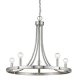 Silver Candle Style Five Light Metal Dimmable Chandelier - Homeroots - Flyclothing LLC