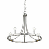 Silver Candle Style Five Light Metal Dimmable Chandelier - Homeroots - Flyclothing LLC