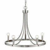 Silver Candle Style Five Light Metal Dimmable Chandelier - Homeroots - Flyclothing LLC