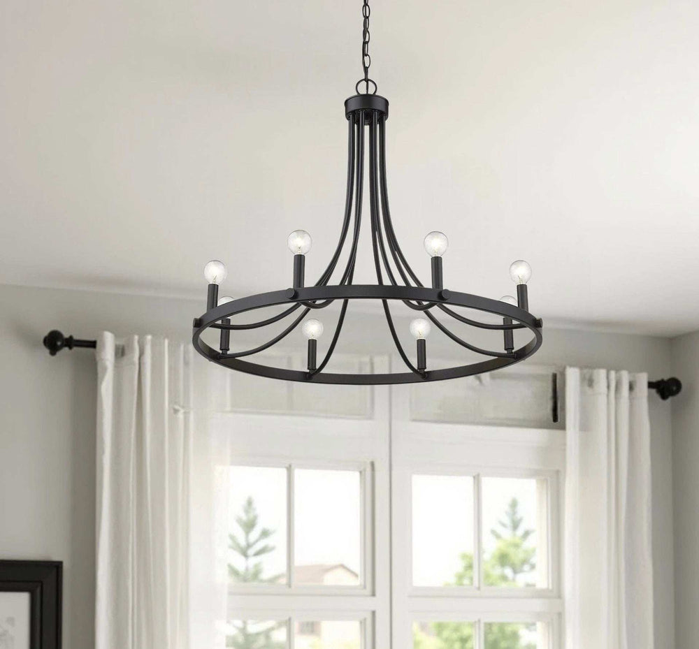Black Candle Style Eight Light Metal Dimmable Chandelier - Homeroots - Flyclothing LLC