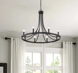 Black Candle Style Eight Light Metal Dimmable Chandelier - Homeroots - Flyclothing LLC