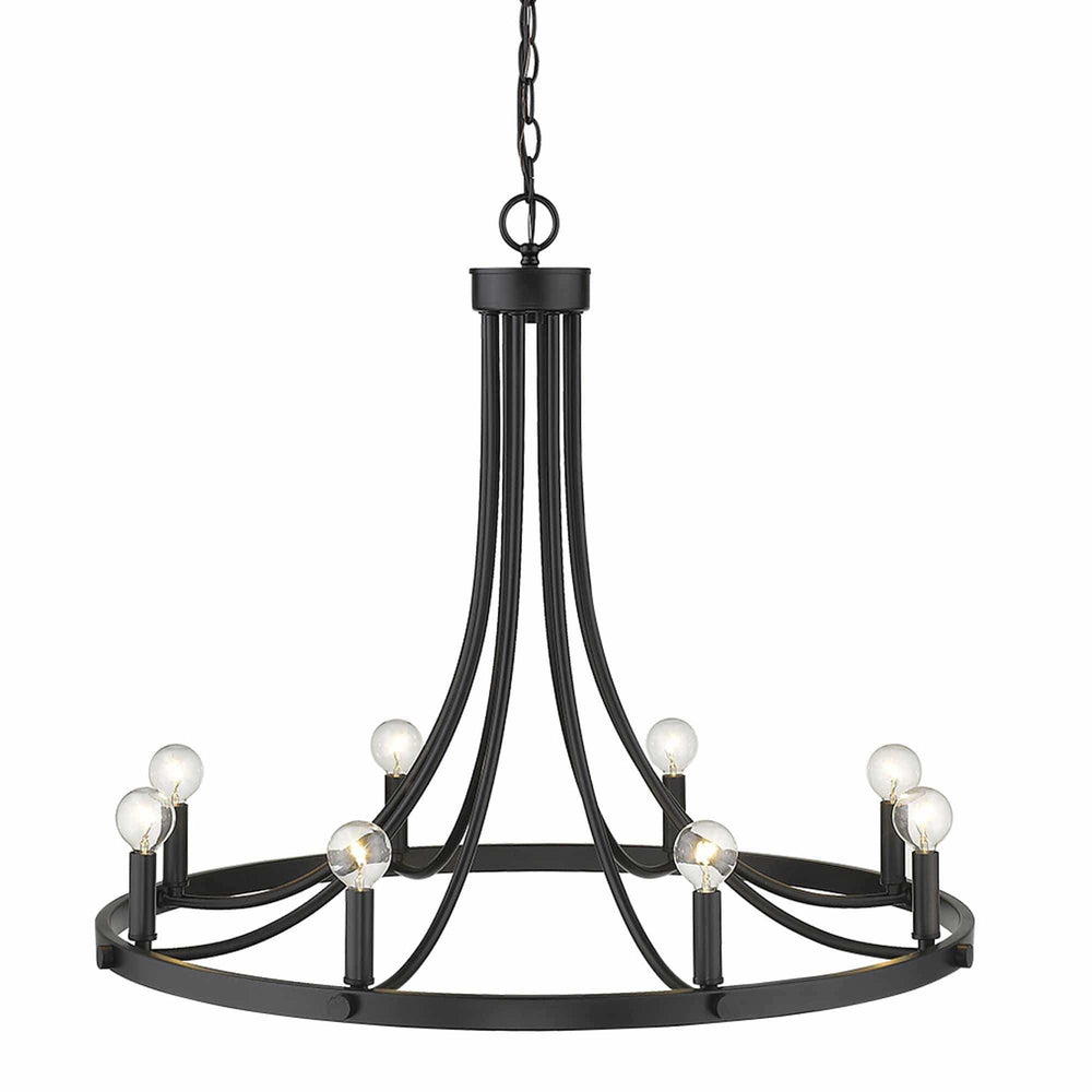 Black Candle Style Eight Light Metal Dimmable Chandelier - Homeroots - Flyclothing LLC