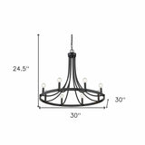 Black Candle Style Eight Light Metal Dimmable Chandelier - Homeroots - Flyclothing LLC