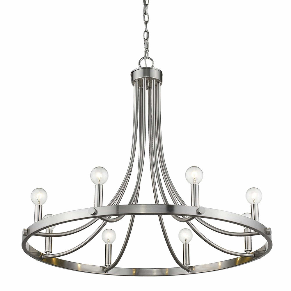 Silver Candle Style Eight Light Metal Dimmable Chandelier - Homeroots - Flyclothing LLC