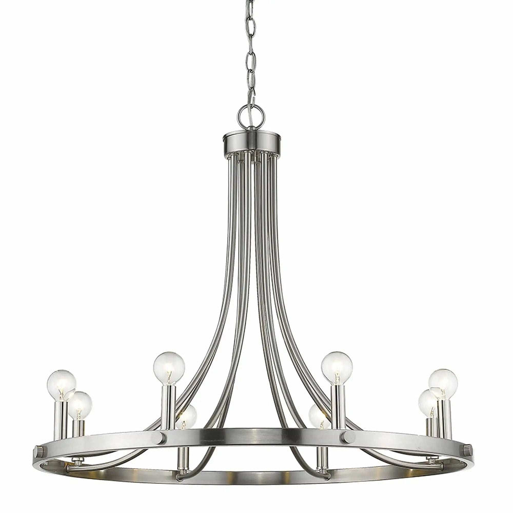 Silver Candle Style Eight Light Metal Dimmable Chandelier - Homeroots - Flyclothing LLC