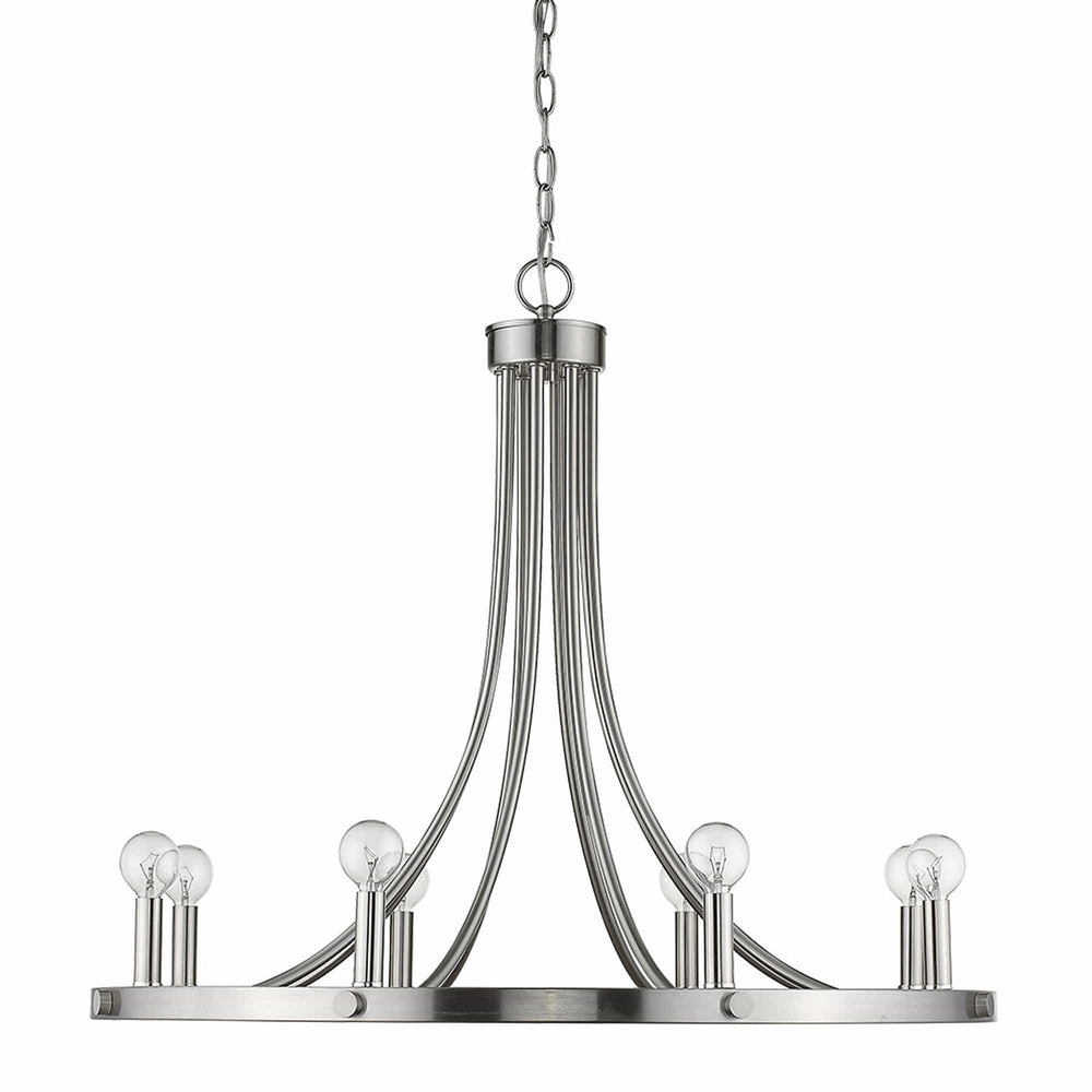 Silver Candle Style Eight Light Metal Dimmable Chandelier - Homeroots - Flyclothing LLC