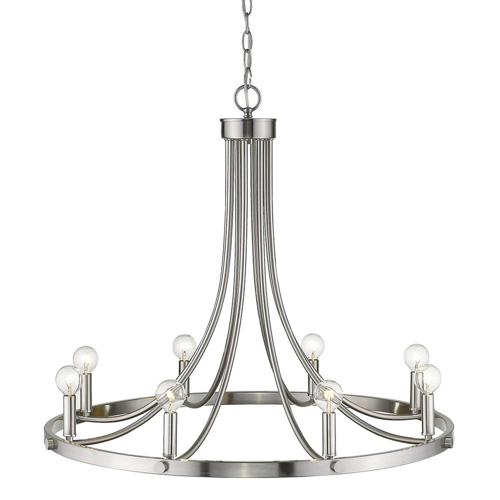 Silver Candle Style Eight Light Metal Dimmable Chandelier - Homeroots - Flyclothing LLC
