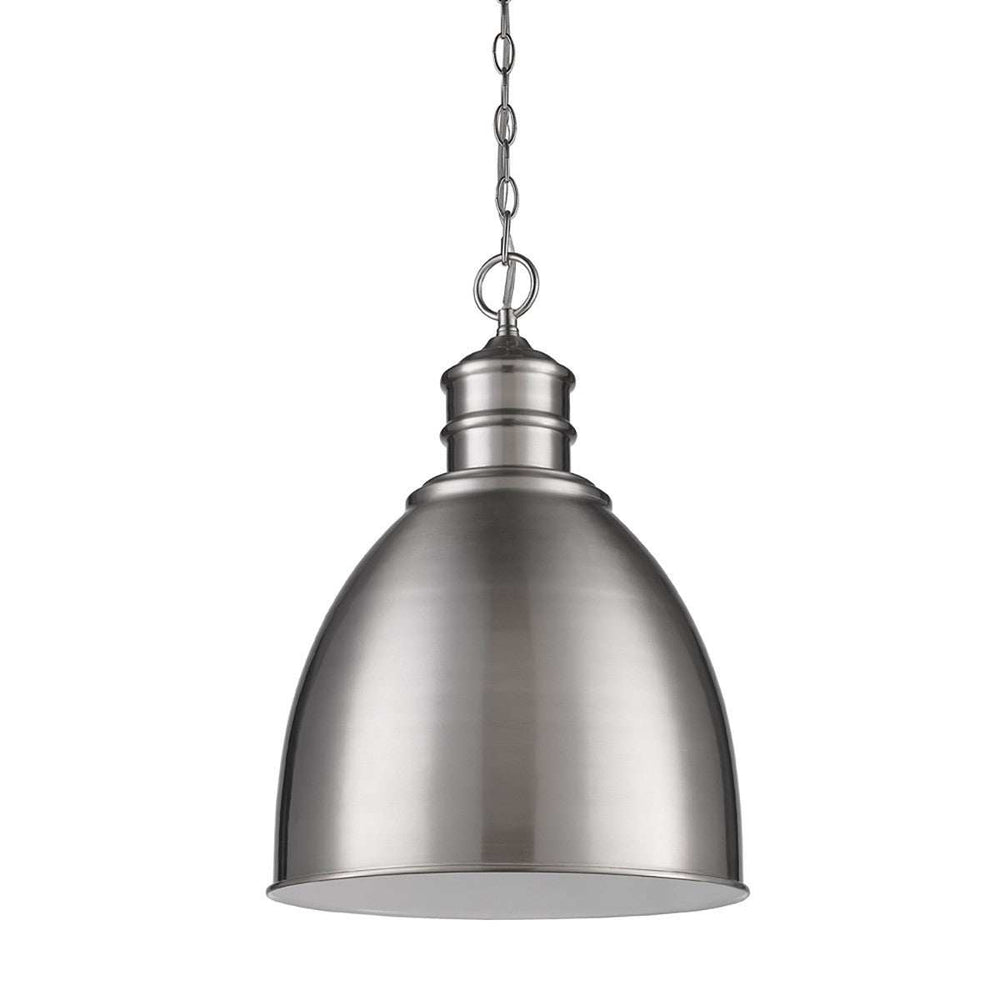 Colby 1-Light Satin Nickel Pendant With Gloss White Interior Shade - Homeroots - Flyclothing LLC
