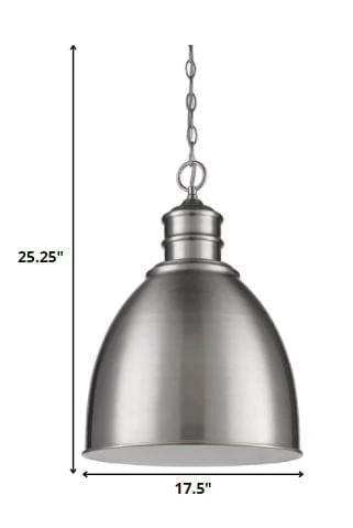 Colby 1-Light Satin Nickel Pendant With Gloss White Interior Shade - Homeroots - Flyclothing LLC