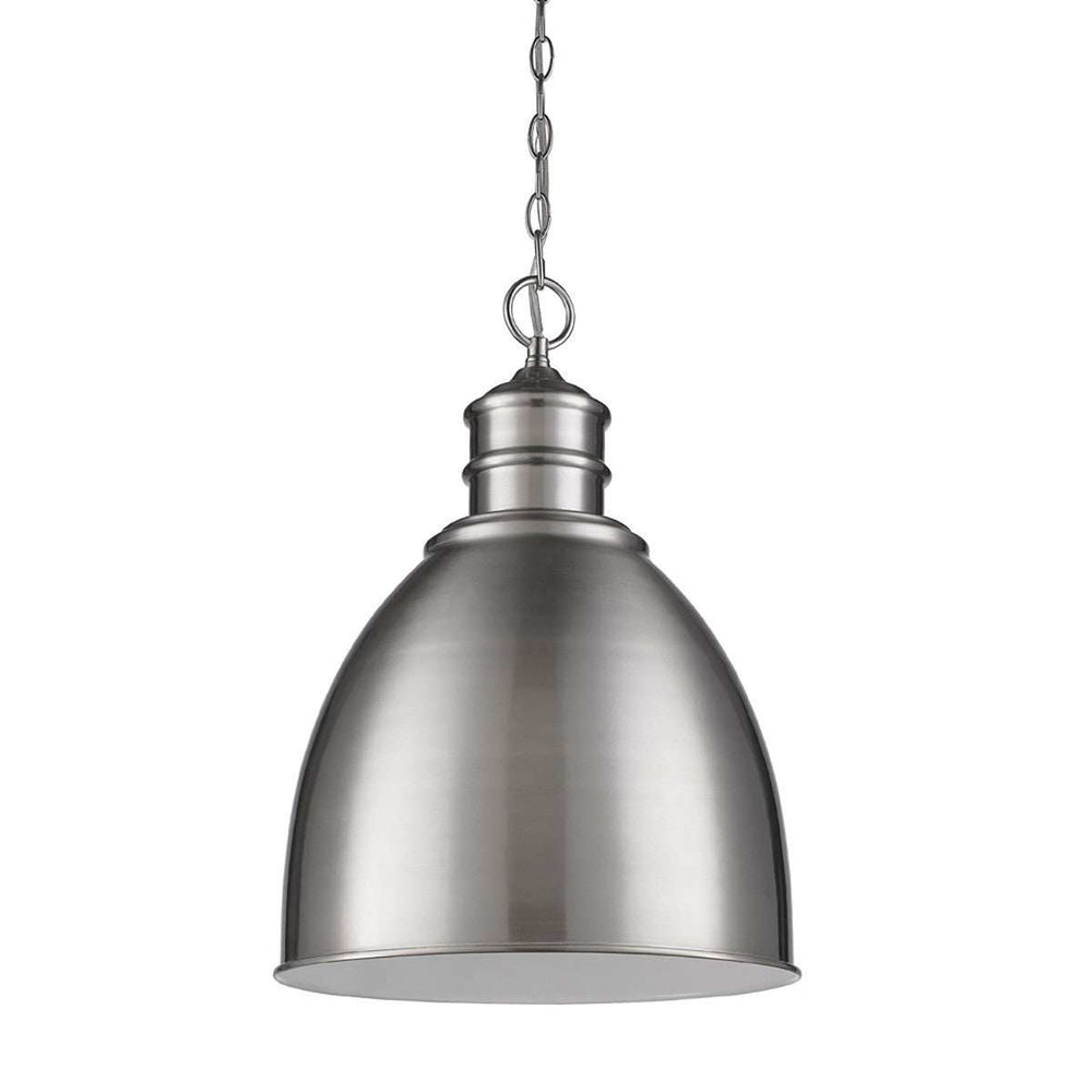 Colby 1-Light Satin Nickel Pendant With Gloss White Interior Shade - Homeroots - Flyclothing LLC