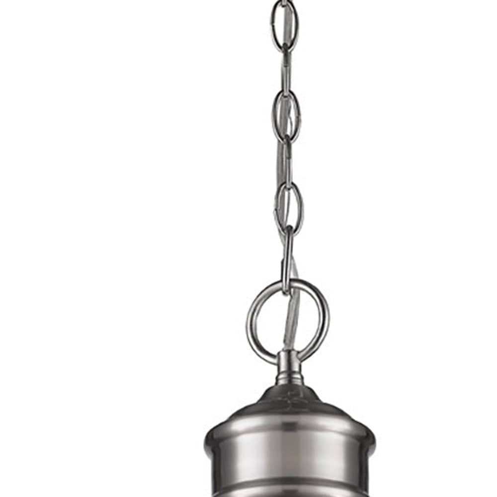 Colby 1-Light Satin Nickel Pendant With Gloss White Interior Shade - Homeroots - Flyclothing LLC