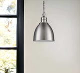 Colby 1-Light Satin Nickel Pendant With Gloss White Interior Shade - Homeroots - Flyclothing LLC