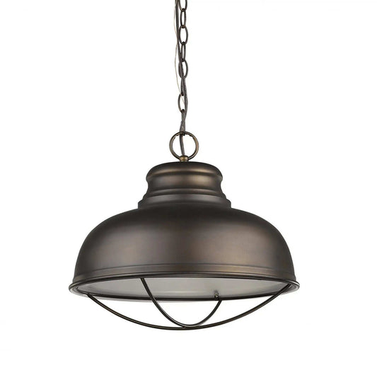Ansen 1-Light Oil-Rubbed Bronze Pendant With Gloss White Interior Shade - Homeroots - Flyclothing LLC