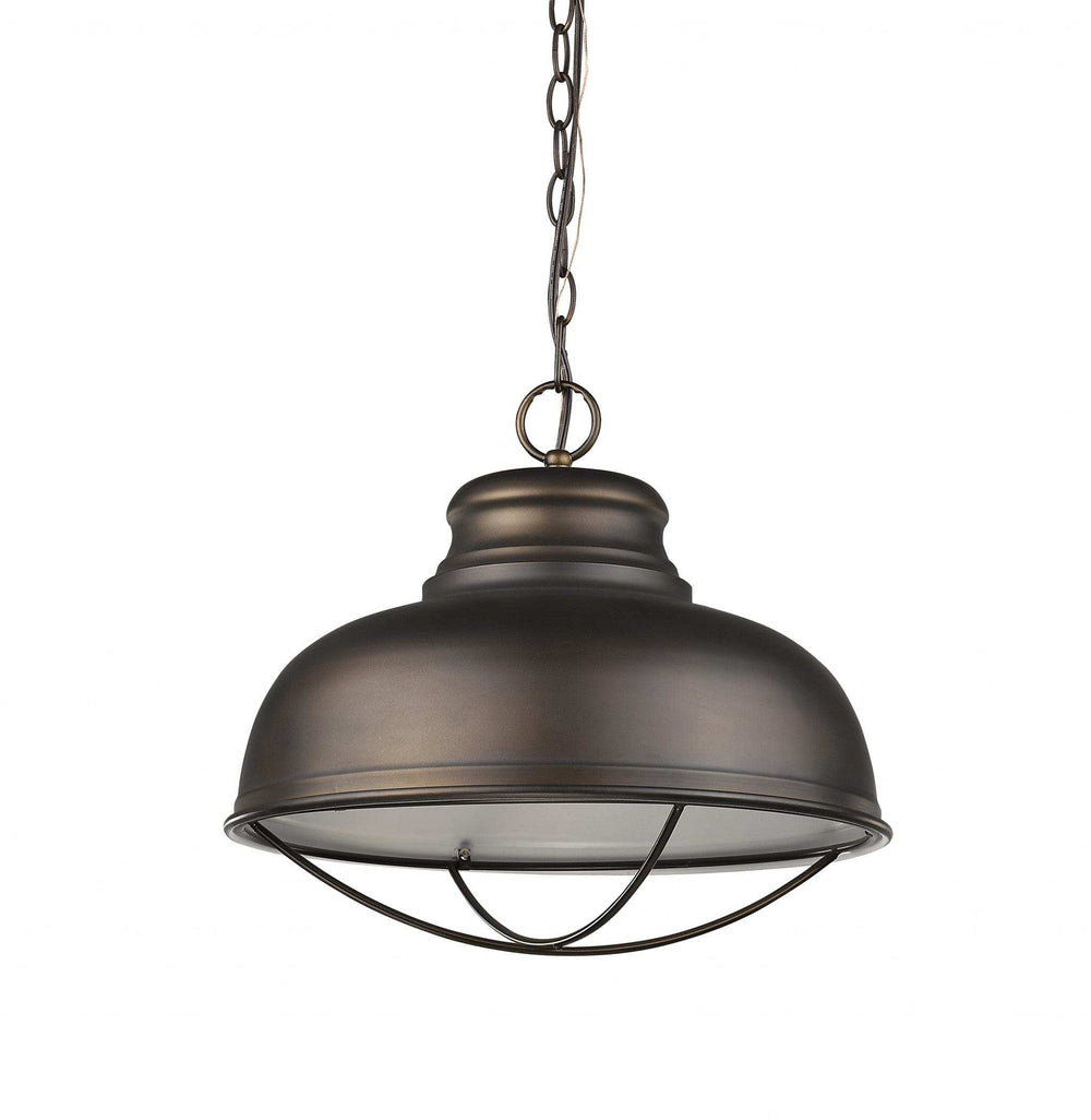 Ansen 1-Light Oil-Rubbed Bronze Pendant With Gloss White Interior Shade - Homeroots - Flyclothing LLC