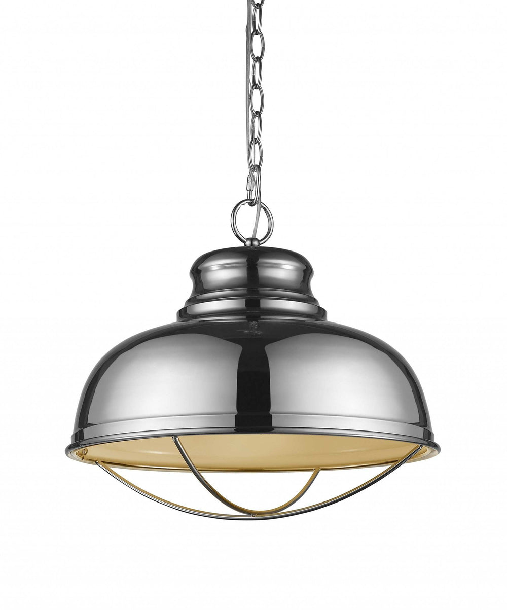 Ansen 1-Light Polished Nickel Pendant With Gloss White Interior Shade - Homeroots - Flyclothing LLC