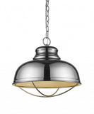 Ansen 1-Light Polished Nickel Pendant With Gloss White Interior Shade - Homeroots - Flyclothing LLC
