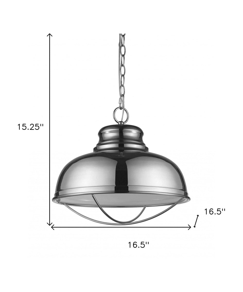 Ansen 1-Light Polished Nickel Pendant With Gloss White Interior Shade - Homeroots - Flyclothing LLC