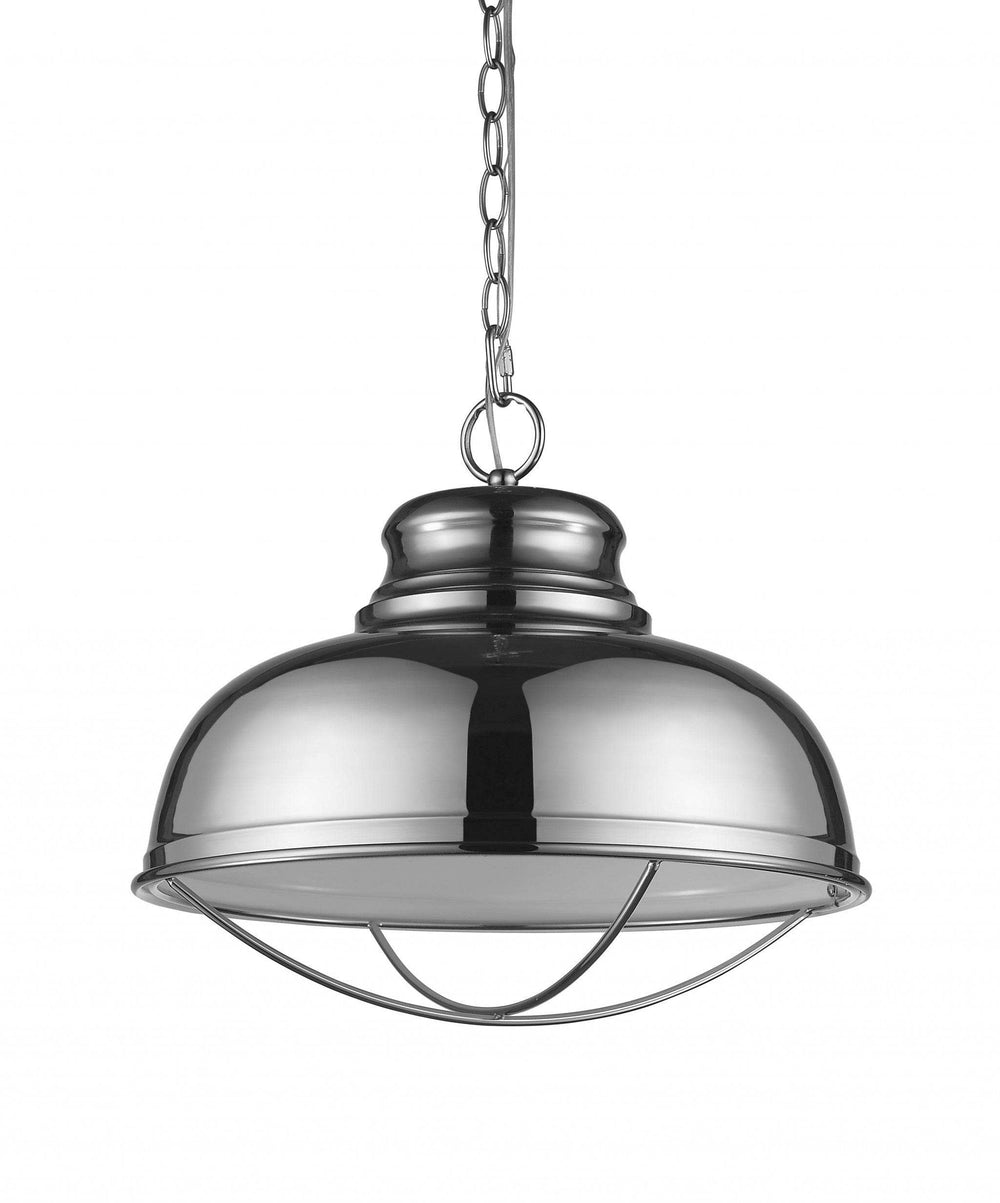 Ansen 1-Light Polished Nickel Pendant With Gloss White Interior Shade - Homeroots - Flyclothing LLC