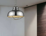 Ansen 1-Light Polished Nickel Pendant With Gloss White Interior Shade - Homeroots - Flyclothing LLC