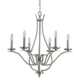 Nickel Candle Style Six Light Metal Dimmable Chandelier - Homeroots - Flyclothing LLC
