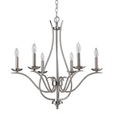 Nickel Candle Style Six Light Metal Dimmable Chandelier - Homeroots - Flyclothing LLC
