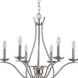 Nickel Candle Style Six Light Metal Dimmable Chandelier - Homeroots - Flyclothing LLC