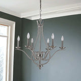 Nickel Candle Style Six Light Metal Dimmable Chandelier - Homeroots - Flyclothing LLC