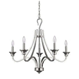 Nickel Candle Style Five Light Metal Dimmable Chandelier - Homeroots - Flyclothing LLC