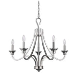 Nickel Candle Style Five Light Metal Dimmable Chandelier - Homeroots - Flyclothing LLC