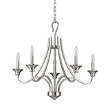 Silver Candle Style Five Light Metal Dimmable Chandelier - Homeroots - Flyclothing LLC