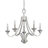 Silver Candle Style Five Light Metal Dimmable Chandelier - Homeroots - Flyclothing LLC